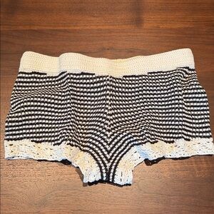 aerie American Eagle 100% Cotton Shorts Crochet Pull On Black&Ivory S 5711807749